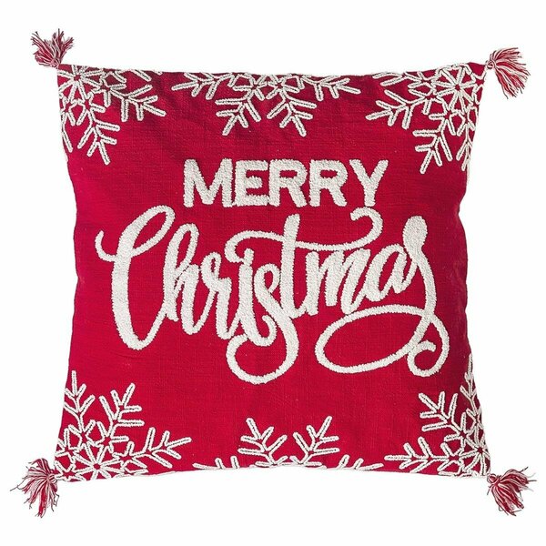 Puesta En Escena 20 x 20 in. Snowflake Christmas Poly Filled Embroidered Pillow PU3676348